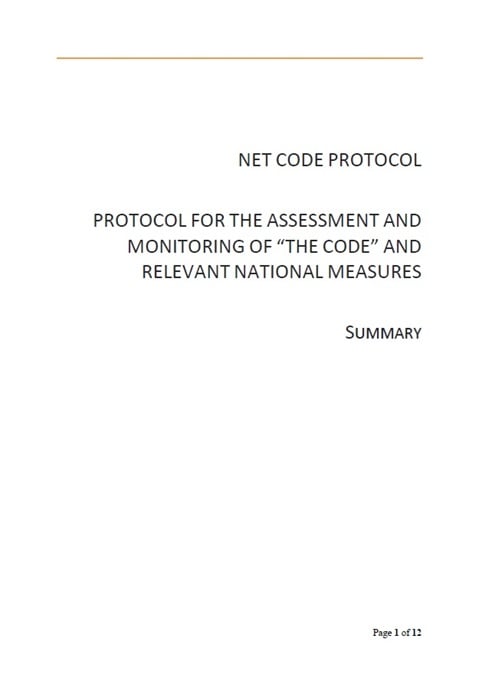 Protocol for the assessment and monitoring of "The Code" and relevant national measures
