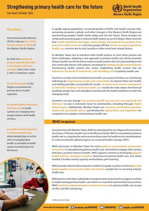 Strengthening primary health care for the future